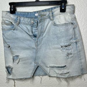 Zara Distressed Denim Mini Skirt